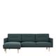 Larvik Chaiselongue Sofa (LH) - Dark Green Oak Legs, none