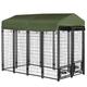 PawHut Outdoor Dog Kennel and Run w/ Roof, Rotating Bowls - Green