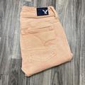 American Eagle Outfitters Jeans | American Eagle Super Stretch Super Low Jegging Peach Denim Jeans Women's 4 R | Color: Tan | Size: 4 R
