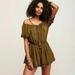 Free People Pants & Jumpsuits | Free People White Romance Embroidered Eyelet Romper Dress Dark Green Xs | Color: Green/Red/White | Size: Xs