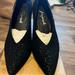 Free People Shoes | Free People Florence Heel Black Glittery Suede Kitten Heel Pointed Toe Sz, Eu 37 | Color: Black | Size: 6.5