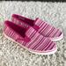 Ralph Lauren Shoes | Bogo Ralph Lauren Janis Pink Striped Canvas Slip On Casual Sneaker Womens Size 9 | Color: Pink/White | Size: 9