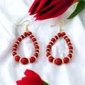 Anthropologie Jewelry | Beaded Drop Earrings | Color: Gold/Red | Size: Os