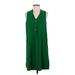 Express Casual Dress - Shirtdress V-Neck Sleeveless: Green Solid Dresses - Women's Size Small
