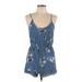 Kendall & Kylie Romper: Blue Floral Rompers - Women's Size Large