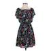 Express Casual Dress - Mini Boatneck Short sleeves: Black Print Dresses - Women's Size Small