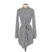 Theory Casual Dress - Mini High Neck Long sleeves: Gray Print Dresses - Women's Size P