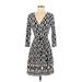 INC International Concepts Cocktail Dress - Wrap: Black Aztec or Tribal Print Dresses - Women's Size Small Petite