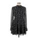 Forever 21 Cocktail Dress - A-Line Mock Long sleeves: Black Dresses - Women's Size Medium