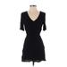 Wilfred Free Casual Dress - A-Line V Neck Short sleeves: Black Solid Dresses - Women's Size Small