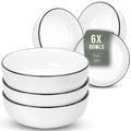 Scandi Porcelain Cereal Bowl Set of 6 - Stylish White Porcelain Bowls for Muesli, Soup, Dessert - Dishwasher Safe, Scandinavian Design - Pure Living Plates and Bowls Set for 6