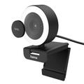 HAMA Webcam "Webcam mit Mikrofon, QHD, Licht (PC-Kamera USB, 2560p, Fernbedienung)" Camcorder schwarz (eh13) Webcams