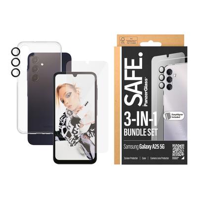 SAFE BY PANZERGLASS Displayschutzglas "3-in-1 Bundle Set Screen Protector, Case und Camera Lens Protector", transparent, B:11,00cm H:2,50cm T:19,50mm, Displayfolien, Bildschirmschutz, Kameraschutz, Backcover, Rundumschutz, 360 Grad Image