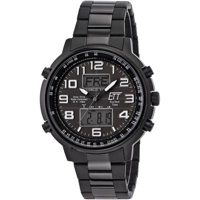 Funk-Multifunktionsuhr ETT "Hunter II, EGS-11390-25M" Armbanduhren schwarz Herren Solaruhren