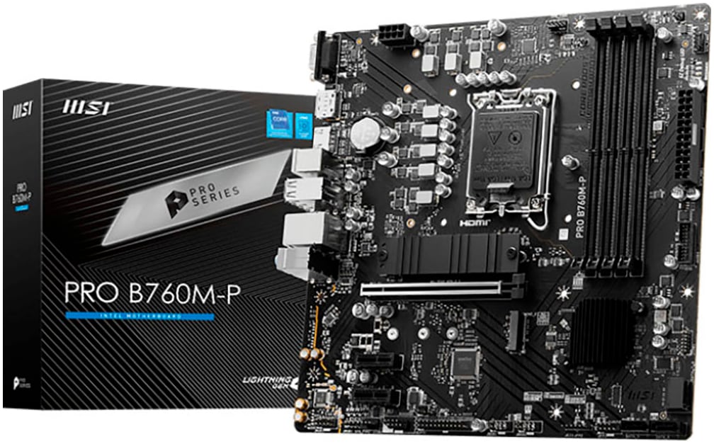 MSI Mainboard "PRO B760M-P", schwarz, B:24,38cm T:24,38cm, Mainboards