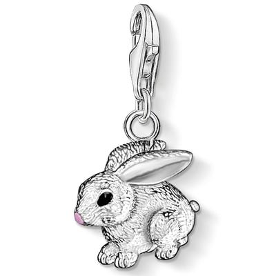 Charm-Einhänger THOMAS SABO "Hase, 0819-007-12", rosa (silberfarben, schwarz, rosa), Charms, Damen, Silber 925 (Sterlingsilber) Image
