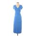 Old Navy Casual Dress - Midi V Neck Short sleeves: Blue Print Dresses - Women's Size X-Small