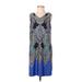 The Limited Casual Dress - Shift V Neck Sleeveless: Blue Dresses - Women's Size Small