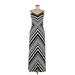 Vince Camuto Casual Dress - A-Line V Neck Sleeveless: Gray Chevron/Herringbone Dresses - Women's Size 8