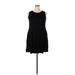 HiMONE Casual Dress - A-Line Crew Neck Sleeveless: Black Print Dresses - New - Women's Size 2X