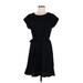 Banana Republic Factory Store Cocktail Dress - A-Line Crew Neck Short sleeves: Black Print Dresses - Women's Size Medium