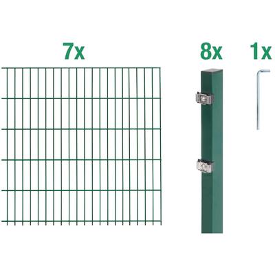 Doppelstabmattenzaun ALBERTS "Grundset", grün, H:160cm, Stahl, Zaunelemente, Höhe: 80-160 cm, Gesamtlänge: 4-30 m, zum E