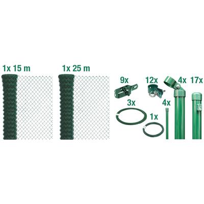 Maschendrahtzaun ALBERTS, grün, H:80cm, Stahl, Zaunelemente, Höhe: 80 - 200 cm, Gesamtlänge: 15 - 100 m, zum Einbetonier