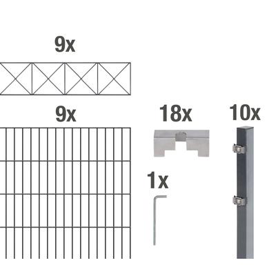 Doppelstabmattenzaun ALBERTS "Nexus", grau (anthrazit), H:120cm, Stahl, Zaunelemente, anthrazit, Höhe: 100-160cm, Gesamt