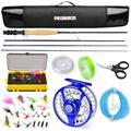 Fly Fishing Rod and Reel Combo - Fly Fishing Full Kit - 4 Piece 9' 6wt Fly Rod + 5/7wt Fly Reel Complete Starter Package Outfit - Fly Rod Fly Reel Combo with Travel Case 125