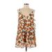 Lush Casual Dress - Mini V Neck Sleeveless: Orange Print Dresses - Women's Size Medium