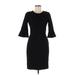 J.Crew Casual Dress - Sheath Crew Neck 3/4 sleeves: Black Print Dresses - Women's Size 2