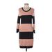 French Connection Casual Dress - Sweater Dress: Brown Color Block Dresses - Women's Size 10