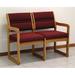 Symple Stuff Geier 42" W Fabric Seat Tandem Seating w/ Medium Oak Frame in Red/Brown | 33.5 H x 42 W x 23.25 D in | Wayfair DW2-2DMHLG