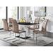 East Urban Home Scottsmoor Modern High Gloss Halo 6 Seater Dining Table Set w/ Luxury Faux Leather Dining Chairs Wood/Glass/Upholstered/Metal | Wayfair