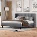 Ebern Designs Malcah Platform Bed Upholstered/Linen in Gray | 38.5 H x 81 W x 81 D in | Wayfair F0B1816339C34DDBB9D43F0124B7232B