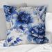 East Urban Home Beige & Blue Ornate Damask Dahlia II - Floral Printed Throw Pillow /Polyfill blend in Blue/White | 16 H x 16 W x 5 D in | Wayfair