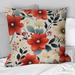 East Urban Home Vintage Romance Red Floral Bliss - Floral Printed Throw Pillow /Polyfill blend in Brown/Red/White | 18 H x 18 W x 5 D in | Wayfair