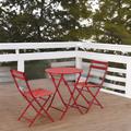 Latitude Run® 3 Piece Foldable Round Outdoor Table & Chairs Metal in Red | 23.62 W x 23.62 D in | Wayfair D4034B222770433D92378FAE2AC34F13