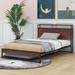17 Stories Wilone Full Size Metal Platform Bed Frame w/ Trundle & USB Ports Metal in Black | 39 H x 55.7 W x 75.2 D in | Wayfair