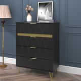 Mercer41 Juanisha 4 - Drawer Dresser Wood in Black/Brown | 47.2 H x 31.5 W x 15.7 D in | Wayfair 793967C01CA245F790D2A54D9A6A1B8C