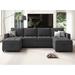 Gray Sectional - Latitude Run® Modular Sectional Sofa w/ Double Chaise U Shaped Sofa Reversible Sectional Couch w/ Put Out Drawer Storage Seats Polyester | Wayfair