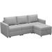 Gray/Brown Sectional - Latitude Run® Convertible Sectional Sofa w/ Chaise L Shaped Sofa Couch Modular Sectional Sofa w/ Storage Polyester | Wayfair