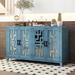 Red Barrel Studio® Retro 4-Door Mirrored Buffet Sideboard Wood in Blue | 34.1 H x 60 W x 16 D in | Wayfair 4E2D412B82BE462AA18A785FB4B6F873