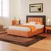 Latitude Run® Modern Style Queen Platform Bed Frame w/ Four Drawers Upholstered/Velvet/Metal/Faux leather in Orange/Brown | Wayfair