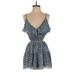 Le Lis Casual Dress - Mini Plunge Sleeveless: Blue Dresses - Women's Size Small