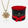 Million Gold Pendant Necklace With Diamonds | Supreme Black Box | Red Roses | Bundle