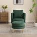 30.7" Wide Accent Chair with Ottoman ,Wooden Leg and Throw Pillow