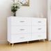 47 in.High-Gloss Finish Dresser with 6 Drawers, Gold Pulls and Gold Steel Legs for Bedroom