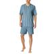 Schiesser Herren Schlafanzug kurz V-Ausschnitt-Nightwear Set Pyjamaset, blaugrau_181161, 62