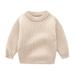 Kids Child Boys Girls Solid Long Sleeve Knit Sweater Pullover Boys Crewneck Sweatshirts Toddler Kids Pullover T-Shirt Winter Thick Casual Keep Warm Sweater